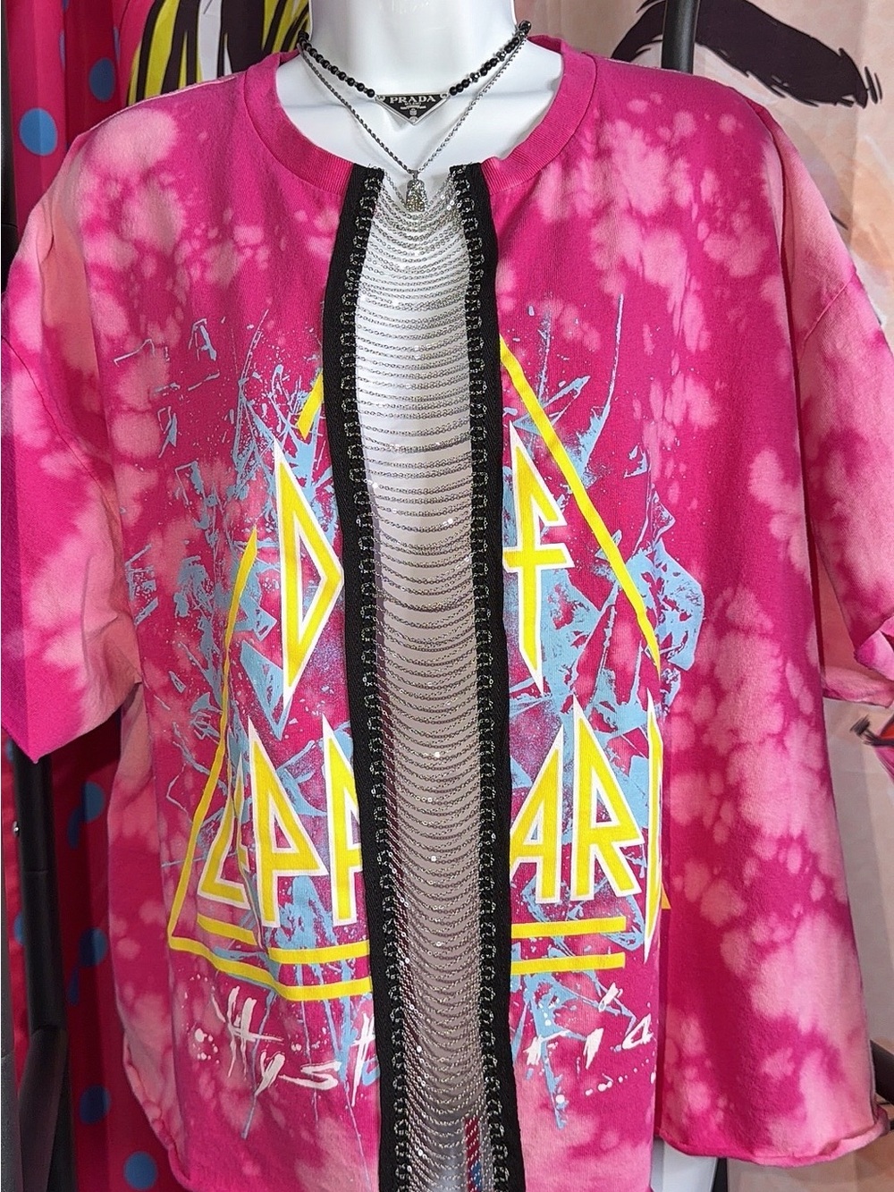 Restyled Vintage Def Leppard Pink Tie-Dye Graphic Tee